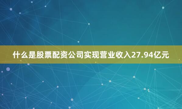 什么是股票配资公司实现营业收入27.94亿元